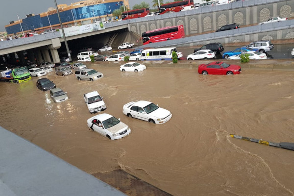 Dozens rescued from flooding as heavy rain shuts schools and roads in Saudi Arabia