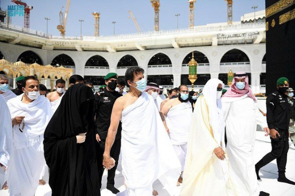 Pakistan’s prime minister Imran Khan performs Umrah at Grand Mosque in Makkah